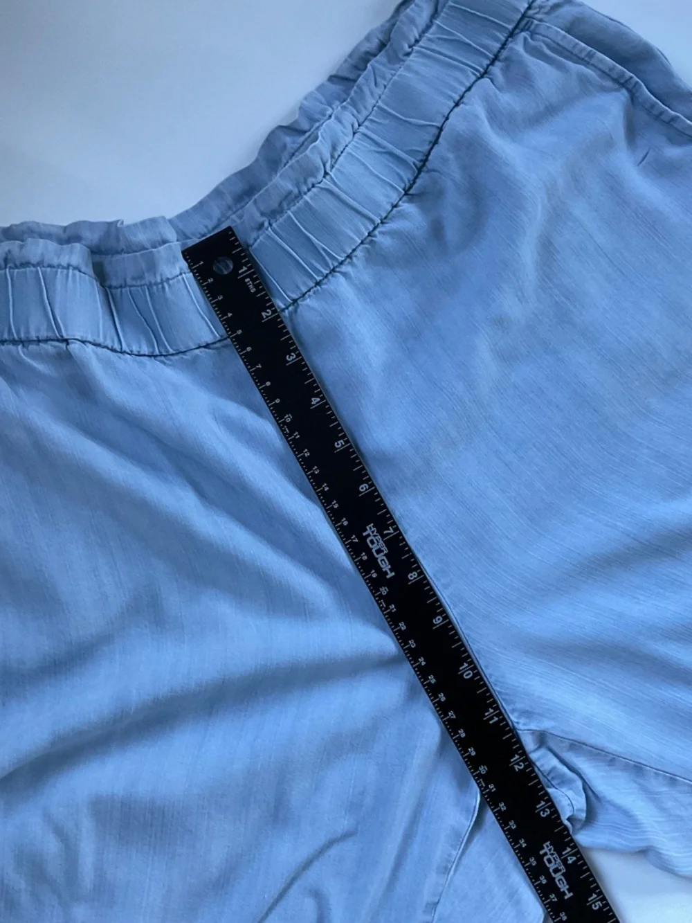 J. Jill Wide-Leg Cropped Pants Sz L Petite Blue Chambray Pull On Comfort Coastal
